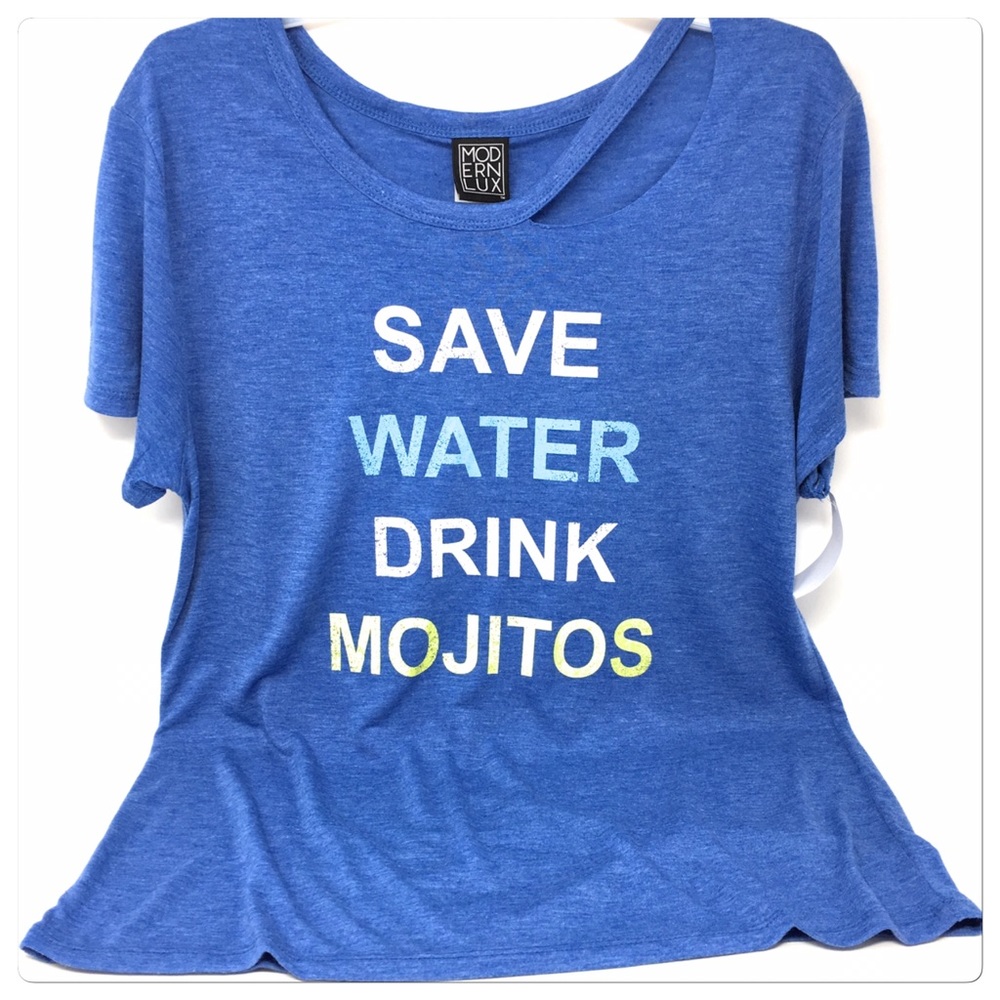 Save Water Drink Mojitos Womens T-Shirt Blue